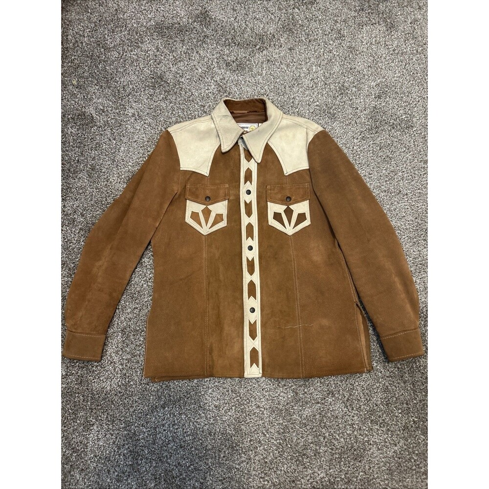Size 44 - Men's Vintage Pioneer Wear Brown Suede Leather Western Jacket Coat